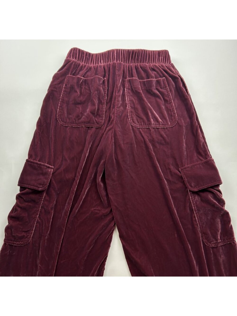 Universal Thread Rosy Plum Stretch Velour Wide Leg Cargo Pant S - Picture 7 of 7